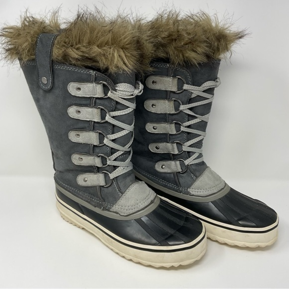 Nora Boots with Faux‎ Fur Trim in Blue Faux Suede Combo Size 7 1/2